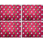Set of 4 Placemats Green Degrade Christmas Tree Cloth Waterproof 17