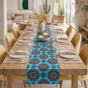 Charlo's Cotton Mandala Table Runner Blue 18