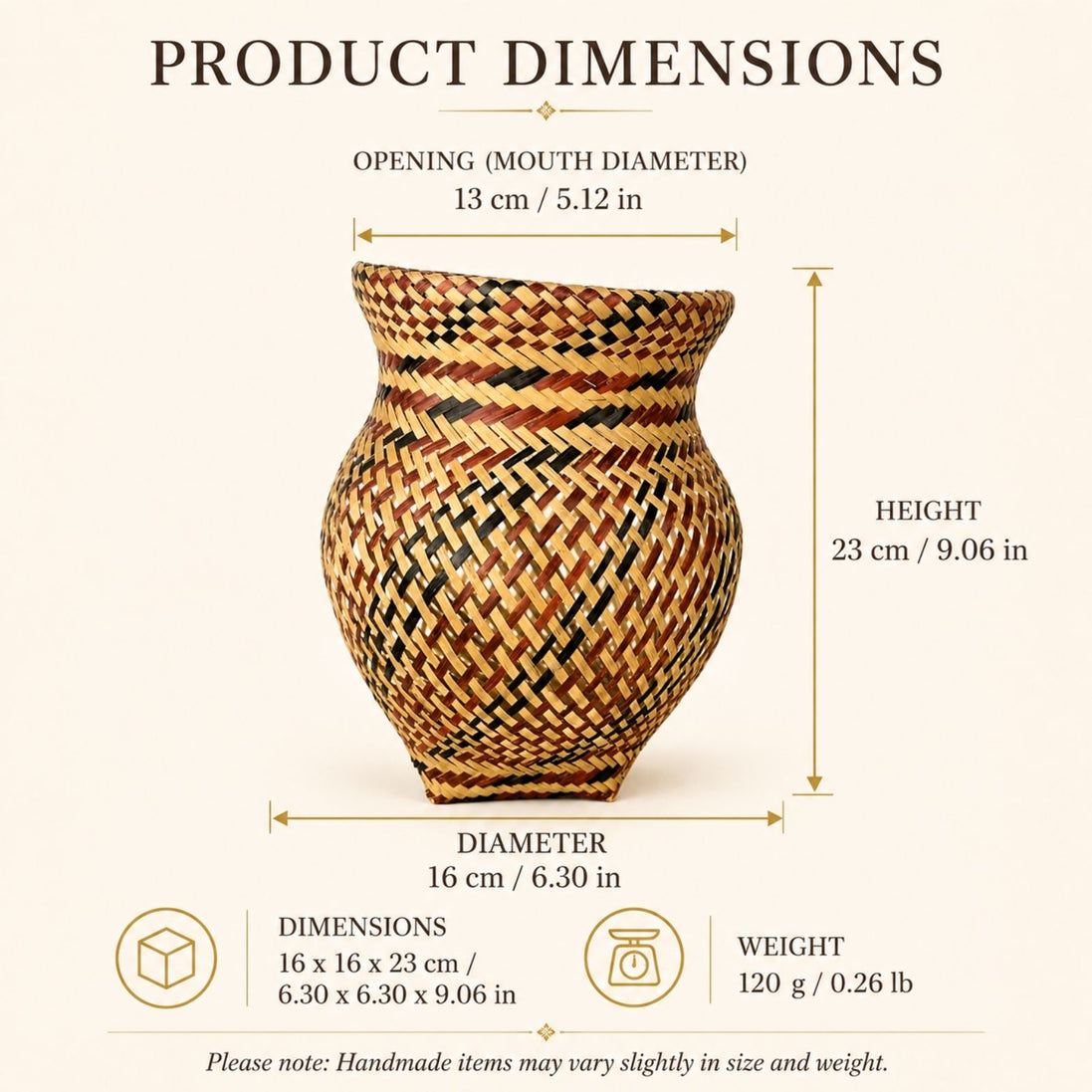 Brazilian Indigenous Art | Urutu Baniwa Jar – Terracotta & Black 6.30 x 6.30 x 9.06 in