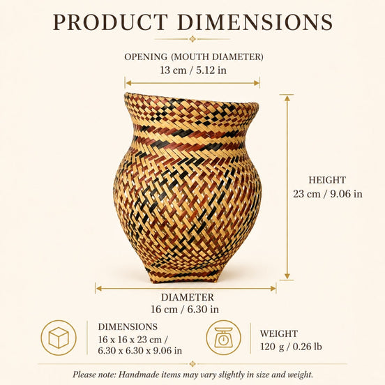 Brazilian Indigenous Art | Urutu Baniwa Jar – Terracotta & Black 6.30 x 6.30 x 9.06 in