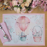 Jogo de 4 Lugares Americanos Retangulares Charlo's de Balões de Rosa Impermeáveis Páscoa 43 cm x 33 cm