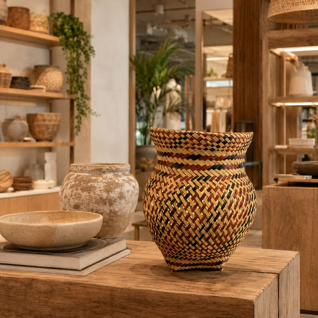 Brazilian Indigenous Art | Urutu Baniwa Jar – Terracotta & Black 6.30 x 6.30 x 9.06 in