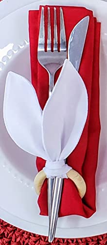 Maison Charlo | Conjunto com 4 Anéis de Guardanapo de Orelhas de Coelho Brancas | Decorações de Páscoa para Mesa