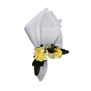 Argolas de Guardanapo Charlo Conjunto de 4 com Duo Crisântemos Amarelos para Decoração de Mesa de Jantar