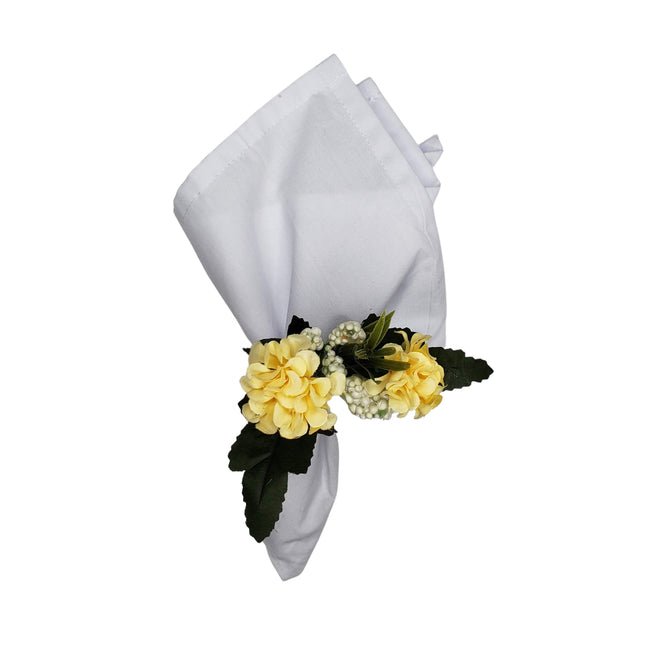 Argolas de Guardanapo Charlo Conjunto de 4 com Duo Crisântemos Amarelos para Decoração de Mesa de Jantar