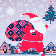 Set of 4 Placemats Beige Santa Claus with Gift Bag Cloth Waterproof 17