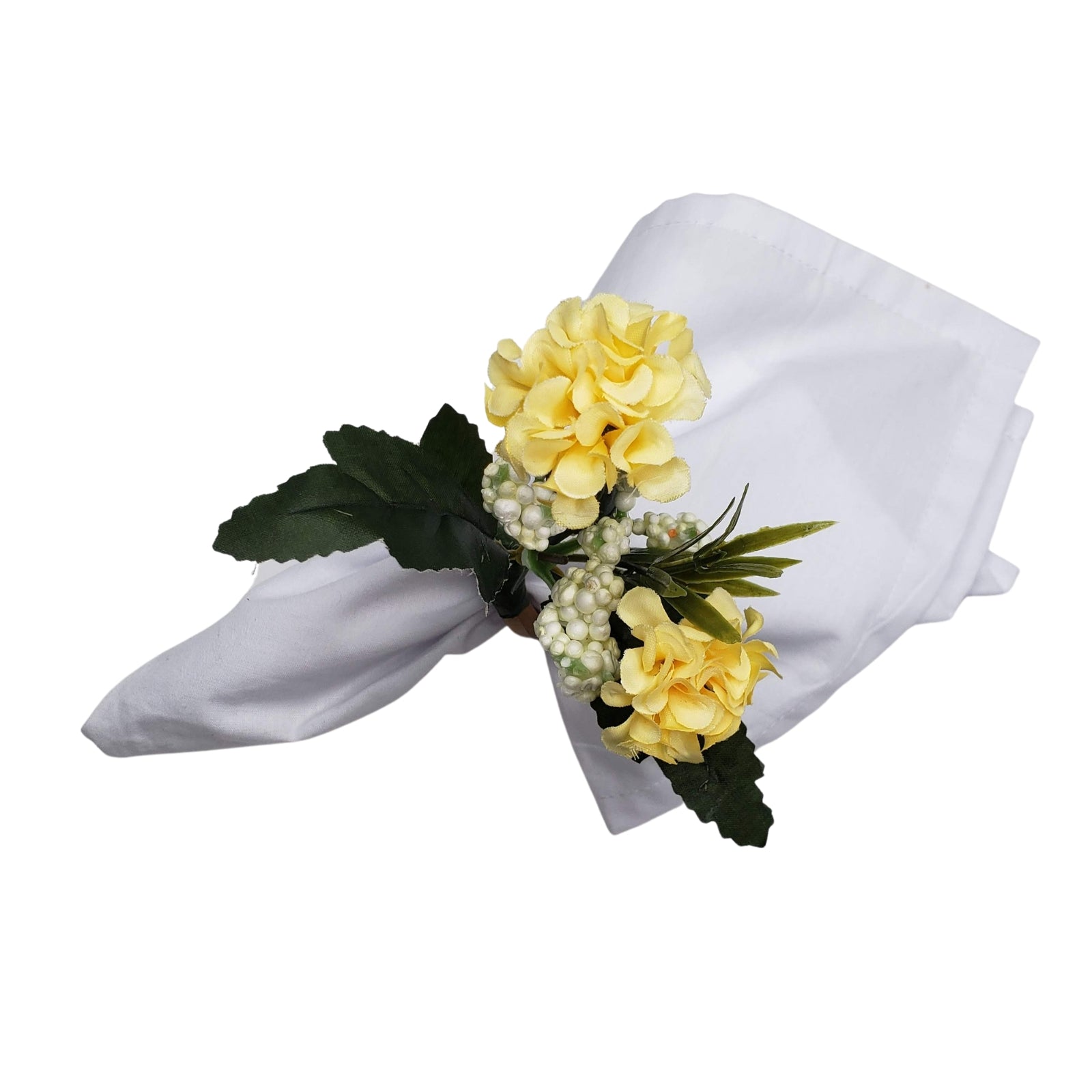 Argolas de Guardanapo Charlo Conjunto de 4 com Duo Crisântemos Amarelos para Decoração de Mesa de Jantar
