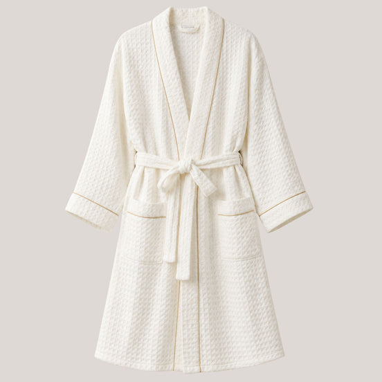 Charlo’s Adult Piqué Bathrobe – 100% Cotton Lightweight Robe, One Size