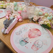 Conjunto com 4 Capas de Balão de Rosas de Páscoa para Jogos Americanos Redondos 35 cm de Diâmetro Poliéster para Mesa de Cozinha Mesa de Jantar Lavável
