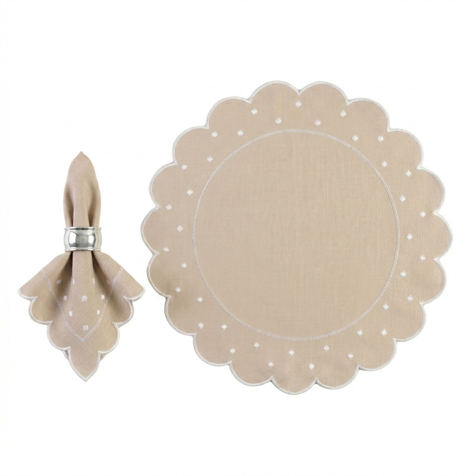 12-Piece Placemat & Napkin Set for 6 – Embroidered Polka Dot Table Decor 19.7 x 13.8 in