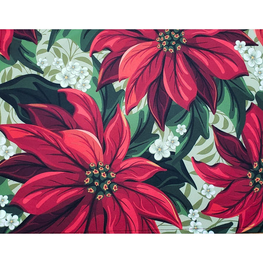 Set of 4 Placemats Bright Red Christmas Flower Cloth Waterproof 17" by 13" - Red