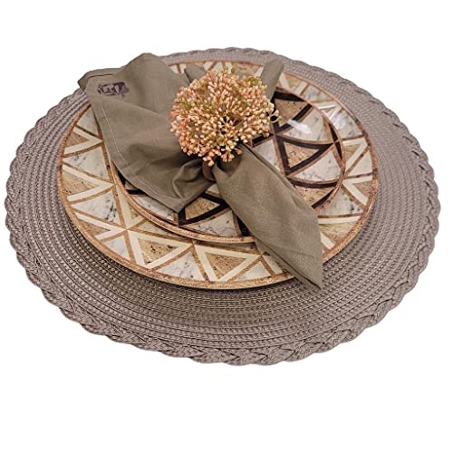 Jogo de 4 Lugar Americano Redondo Noar Fendi 38 cm Diâmetro para Ambientes Internos/Externos