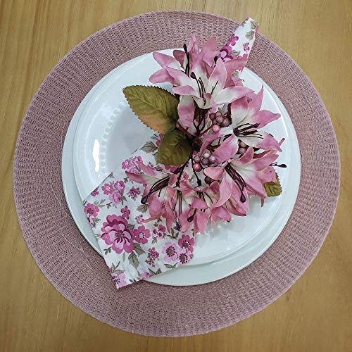 Charlo's Set of 4 Rose Tyft Crochet Sustainable Round Placemats 16