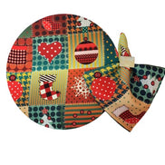 Set of 4 Round Placemats Covers Christmas Patchwork Cloth 14
