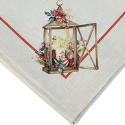 Charlo's Cloth Napkins Set of 4 Christmas Lamp and Bird 16