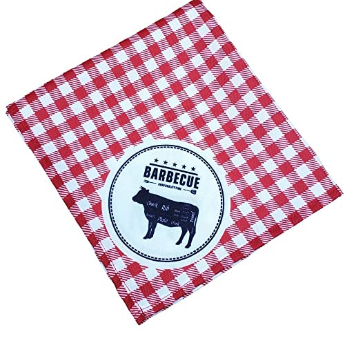 Charlo's Cloth Napkins Set of 4 Red Barbecue II 16" by 16" - Red