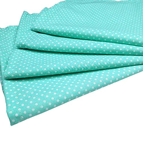 Charlo's Set of 4 Light Green Polka Dot 100% Cotton Cloth Napkins 15" by 15" Washable Reusable