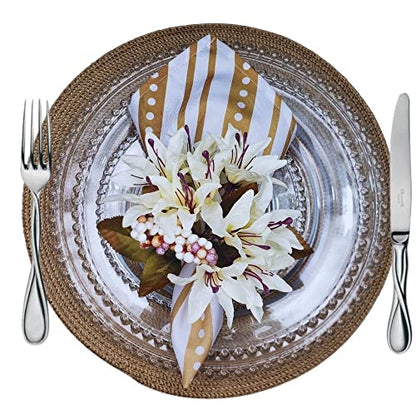 Set of 4 Tabletop Collection Indoor/Outdoor Cocoa Round Placemat 15" Dia