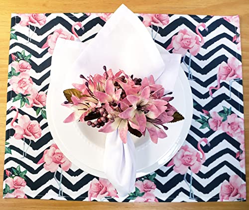 Conjunto de 4 Jogos Americanos Retangulares Impermeáveis Flamingo Doçura 43X33cm