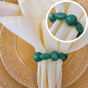 Conjunto de 4 Anéis de Guardanapo Bola Mix Verde com Contas