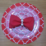 Conjunto de 4 Capas de Sousplat Redondas 35 cm de Diâmetro Arabesco Vermelho