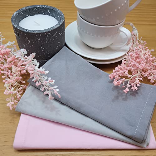 Charlo's Set of 4 Grey 100% Cotton Solid Cloth Napkins 15
