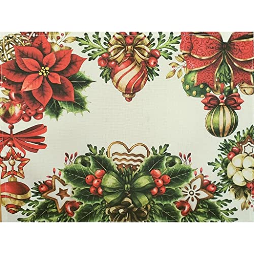 Set of 4 Placemats Christmas Love Cloth Waterproof 17" by 13"
