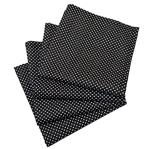 Jogo de 4 Guardanapos de Pano Charlo de Bolinhas Pretas 100% Algodão 38 cm x 38 cm Lavável Reutilizável