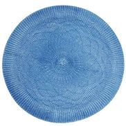 Charlo's Set of 4 Blue Tyft Crochet Sustainable Round Placemats 16