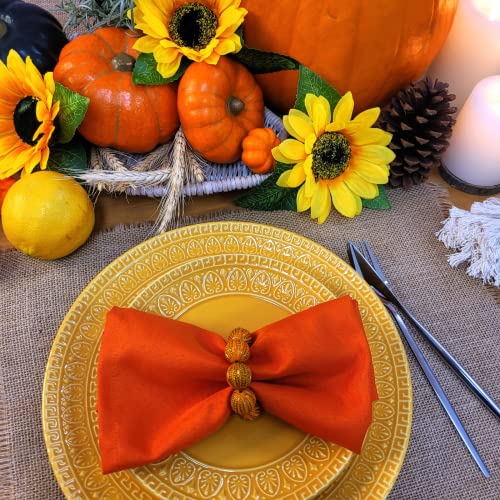 Conjunto de 4 Anéis de Guardanapo de Contas Laranja Dourado