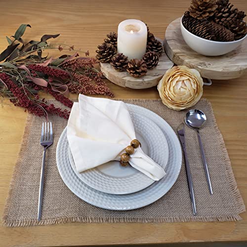 Charlo's Conjunto de 4 Guardanapos de Pano Sólidos 100% Algodão Off White 38 cm x 38 cm Laváveis e Reutilizáveis