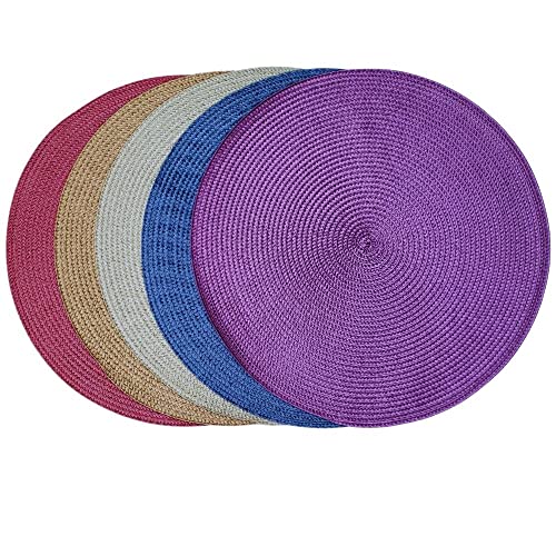 Set of 4 Tabletop Collection Indoor/Outdoor Purple Round Placemat 15
