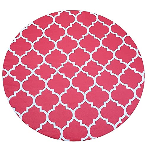 Set of 4 Round Placemats Covers 14 Dia inch Red Arabesque
