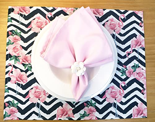 Conjunto de 4 Jogos Americanos Retangulares Impermeáveis Flamingo Doçura 43X33cm
