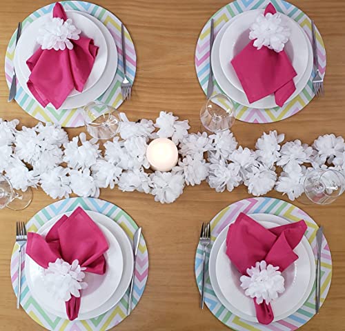 Charlo's Set of 10 White Snow Chrysanthemum Napkin Rings for dining table decor