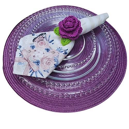 Set of 4 Tabletop Collection Indoor/Outdoor Purple Round Placemat 15