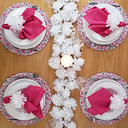 Charlo's Wholesale Set of 40 Snow White Chrysanthemum Flower Napkin Rings for party, wedding, shopkeeper, birthday, restaurant