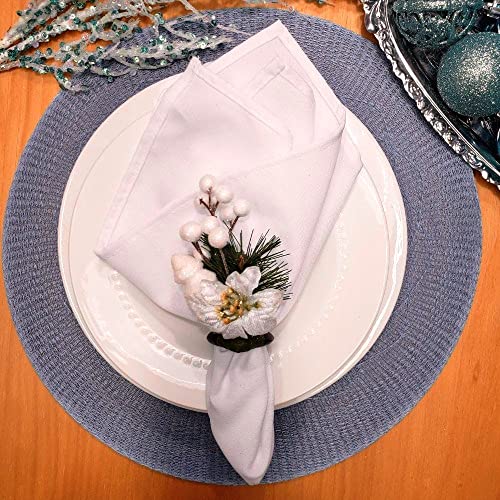 Charlo's Set of 4 Blue Tyft Crochet Sustainable Round Placemats 16