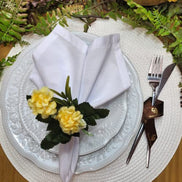 Argolas de Guardanapo Charlo Conjunto de 4 com Duo Crisântemos Amarelos para Decoração de Mesa de Jantar
