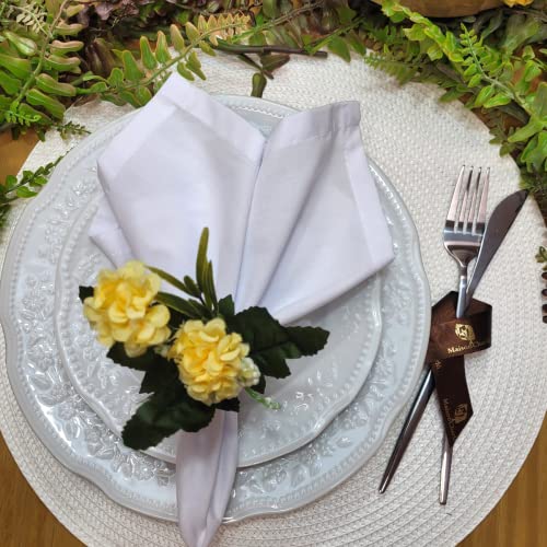 Argolas de Guardanapo Charlo Conjunto de 4 com Duo Crisântemos Amarelos para Decoração de Mesa de Jantar