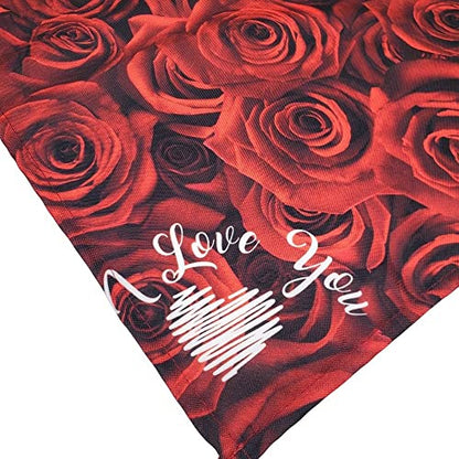Charlo's Cloth Napkins Set of 4 I Love You Rosebuds 16" by 16" - Red