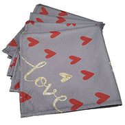 Charlo's Cloth Napkins Set of 4 Grey Love Heart Romance 16