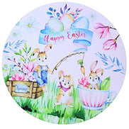 Conjunto de 4 Capas Sintéticas para Jogos Americanos Redondos Páscoa Feliz Jardim da Alegria 35 cm de diâmetro