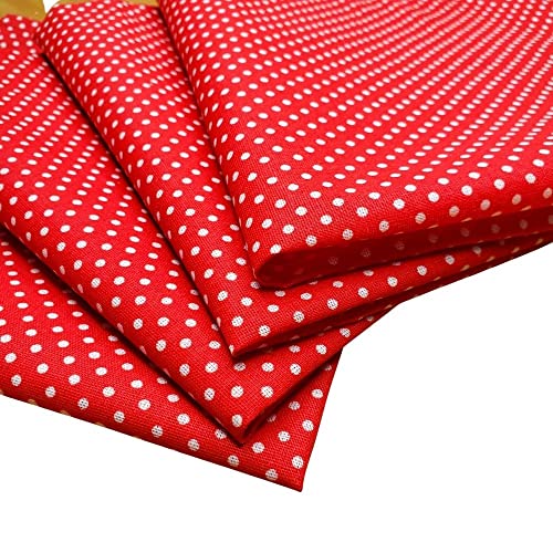 Charlo's Set of 4 Red Polka Dot 100% Cotton Cloth Napkins 15" by 15" Washable Reusable