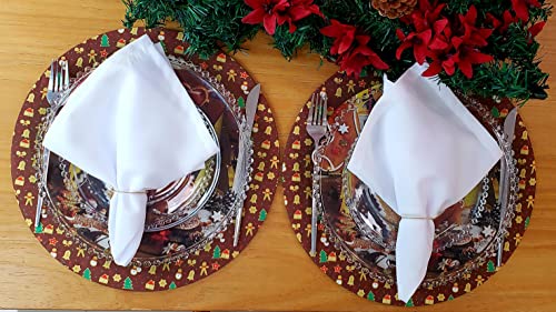 Set of 4 Round Placemats Covers Christmas Cookie Cloth 14