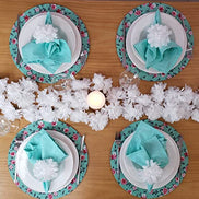 Charlo's Wholesale Set of 40 Snow White Chrysanthemum Flower Napkin Rings for party, wedding, shopkeeper, birthday, restaurant