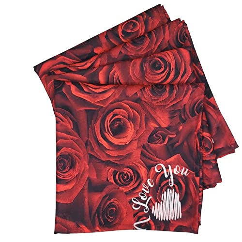 Charlo's Cloth Napkins Set of 4 I Love You Rosebuds 16