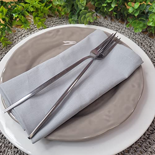Charlo - Conjunto de 4 Guardanapos de Pano Sólidos 100% Algodão Cinza Claro 38x38cm Laváveis Reutilizáveis