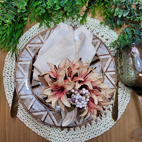 Charlo's Conjunto de 4 Guardanapos de Pano Sólidos 100% Algodão Off White 38 cm x 38 cm Laváveis e Reutilizáveis