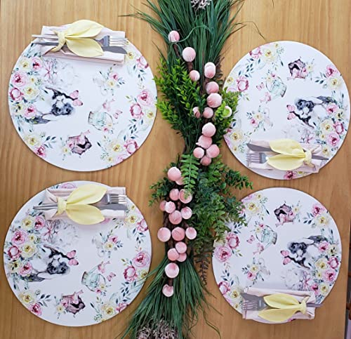 Set of 4 Happy Easter Garden Rose Covers for Round Placemats 14